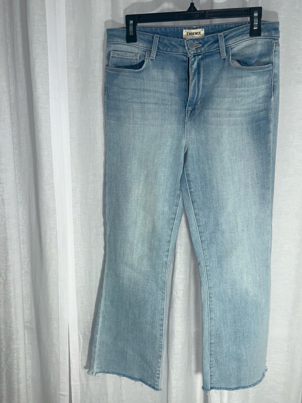 L'AGENCE Light Blue Wide-Leg Crop Jeans